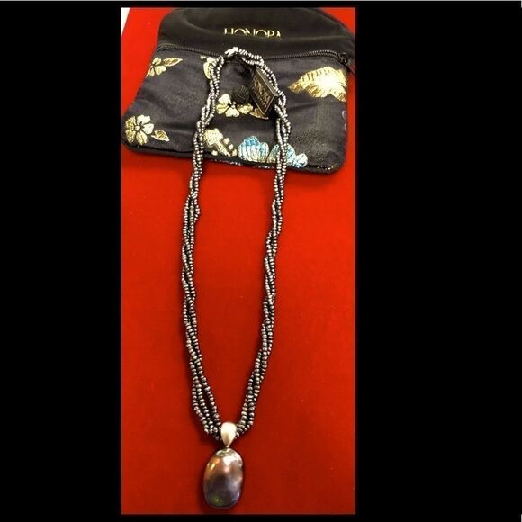 Honora Torsade Seed blue/purple Pearl Necklace & Pendant sterling silver 925 - Picture 1 of 3